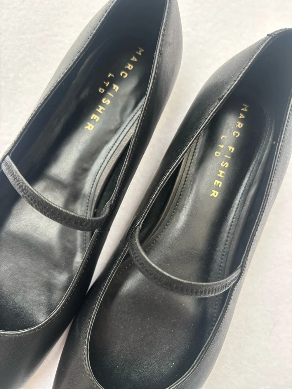 Marc Fisher Black Leather Mary Jane Ballet Flats - Picture 2 of 8
